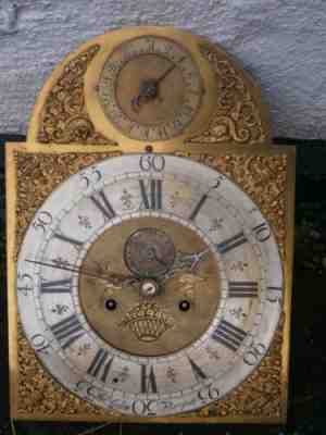 1730 8 Day LONGCASE GRANDFATHER CLOCK DIAL+movement 12X16+1/2 inch