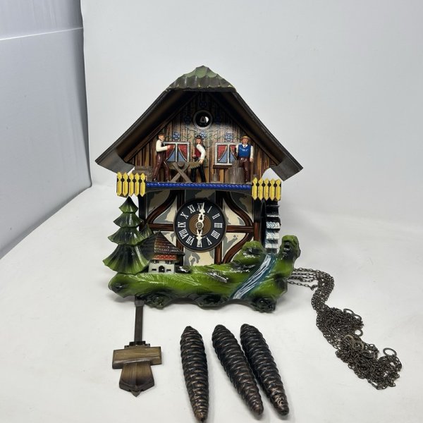 Vintage Working German E. Schmeckenbecher Black Forest Musical Cuckoo Clock