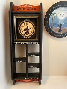 Vintage OOAK 2007 Hand Painted Wall Clock Halloween Witch