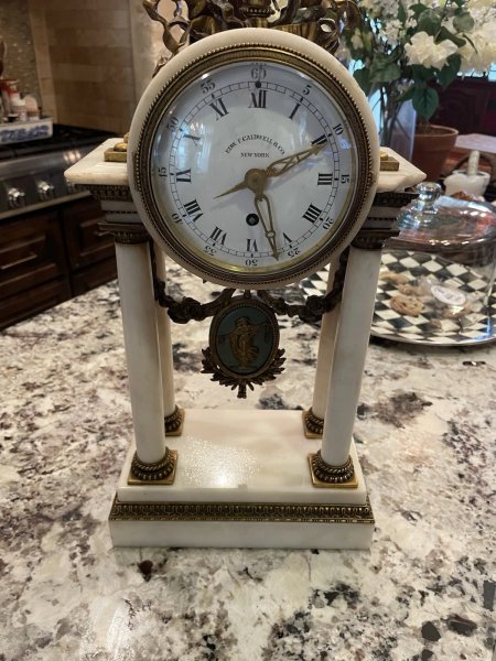 late Victorian four pillar marble mantel clock Chelsea Clock Jeweled Movement