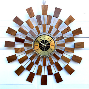 Vintage Seth Thomas Starburst Clock Grandeur Mid Century Modern 1960s MCM Works