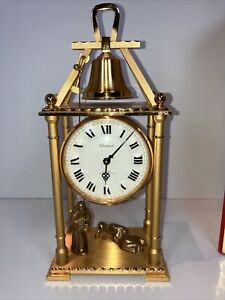 Stunning Rare Vintage Imhof Bucherer Swiss Made Brass Clock W/ Bell Monks Heavy