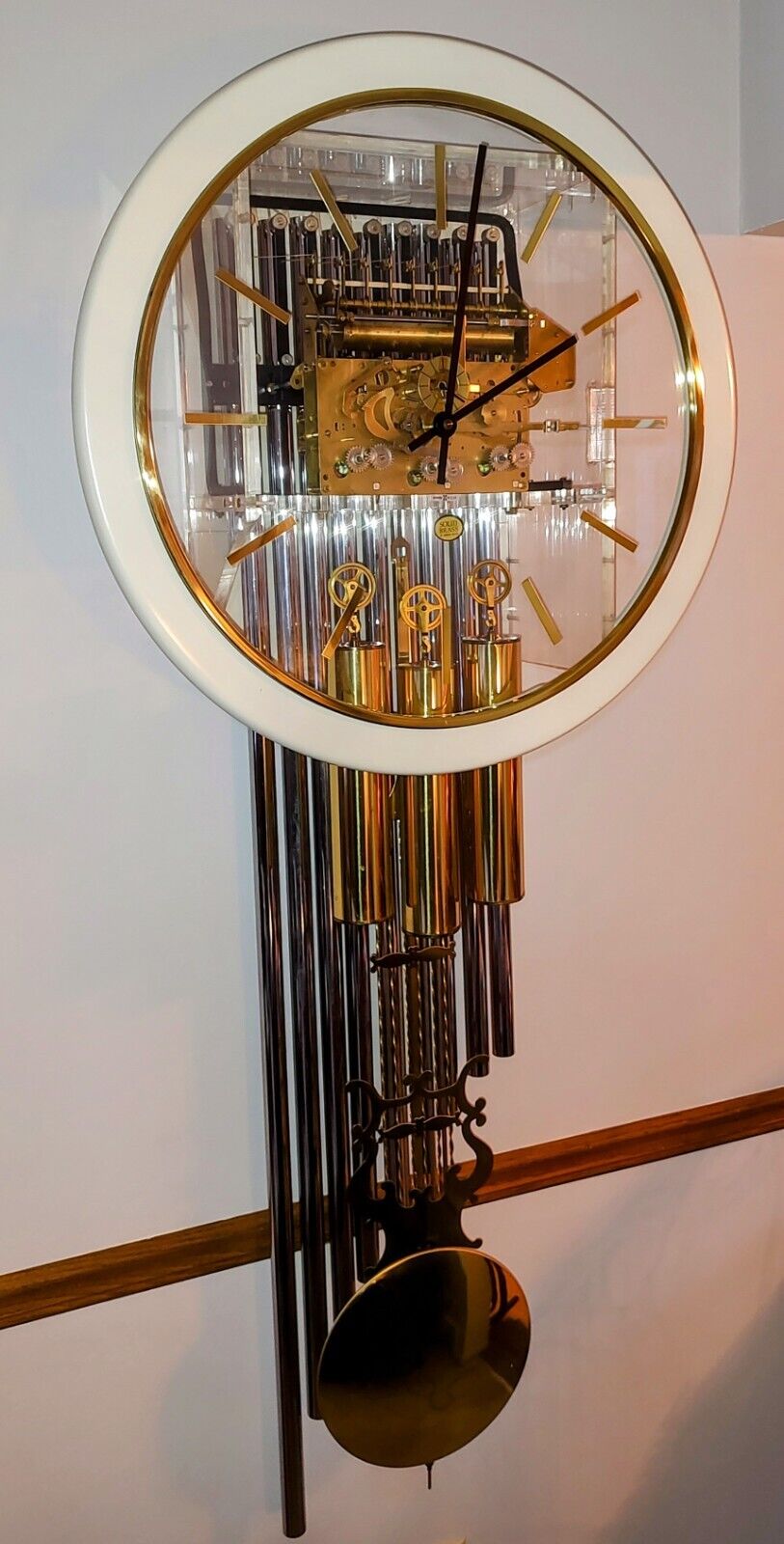 Howard Miller Tubular Chime Wall Clock with 9 Tubes #622-779 Focal Point