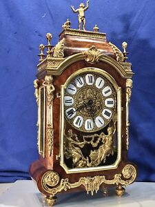 GERMANY FHS DOUBLE STRIKES KEY WOUND,FIGURAL ANGELS CLOCK,WALNUT& BRONZE CASE