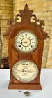Antique 1800's  Ithica Clock Co. Double Dial 30 Day Calendar Clock Walnut Case
