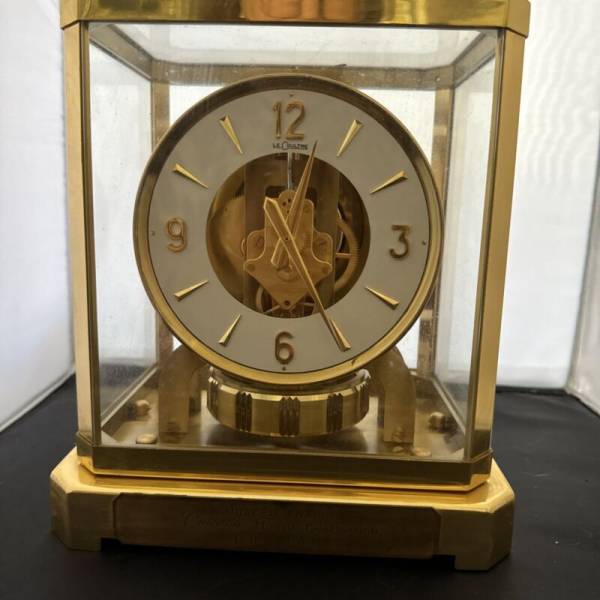 Vintage Jaeger LeCoultre Atmos 15 Jewels Brass & Glass Perpetual Clock