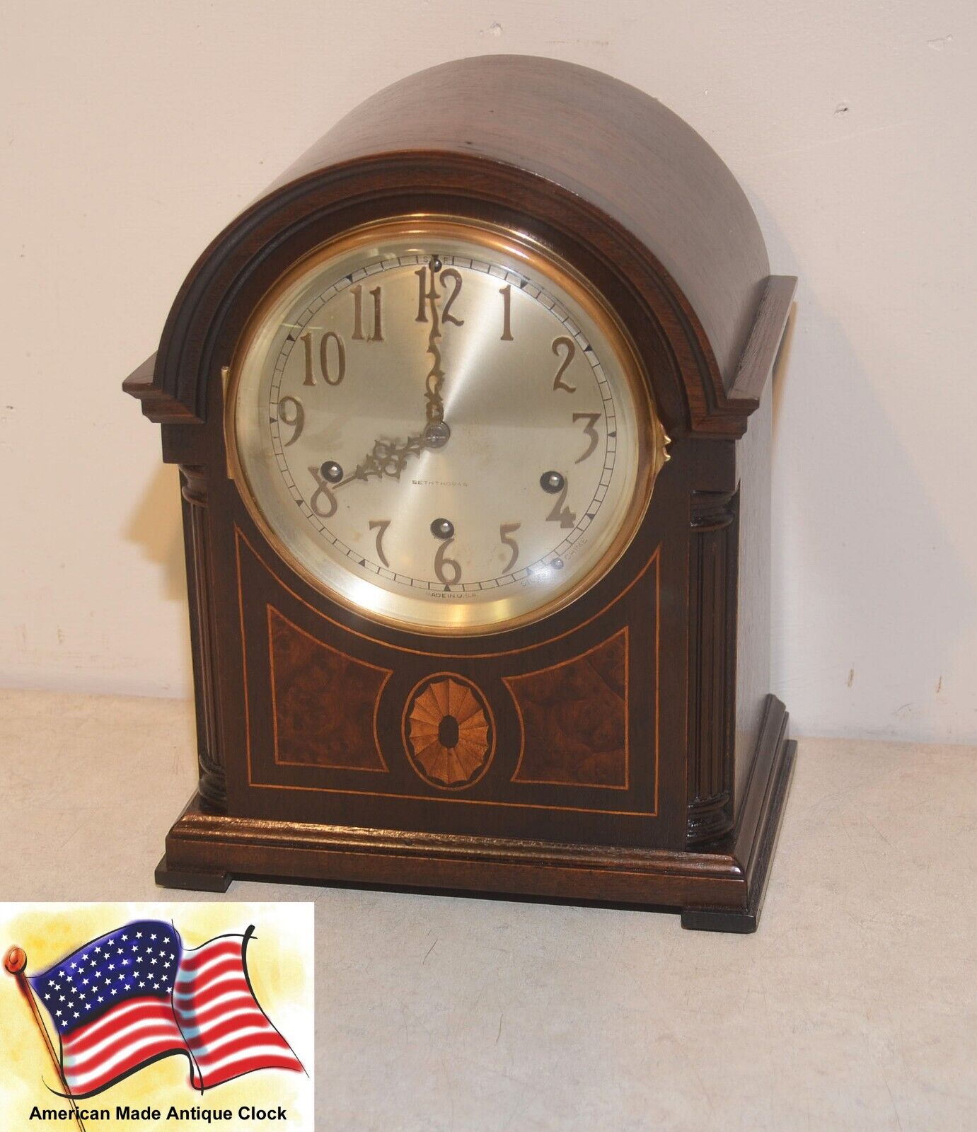 New ListingRESTORED SETH THOMAS ANTIQUE PETITE WESTMINSTER CHIME CLOCK 96-1928 IN MAHOGANY