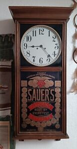 Antique Orig New Haven Clock Co. "Sauers extracts" Richmond VA Advertising clock