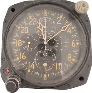 Vintage Elgin Military AN5741-1 Chronograph Aircraft Clock  E-37500 USA Running