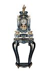 Vintage Le Ore Italian Louis XIV Boulle Style Marquetry Mantel Clock & Stand 80"
