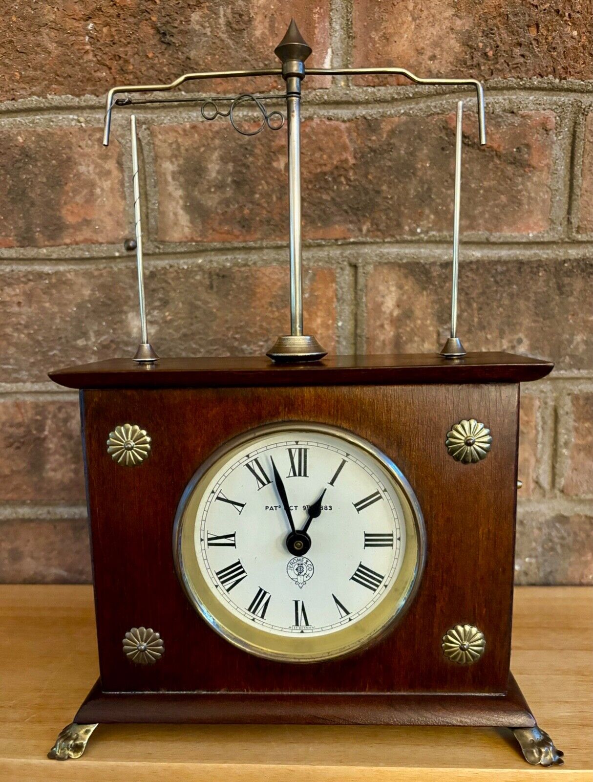 Horolovar Flying Pendulum Mantle Clock West Germany Jerome - Looks/Works GREAT!