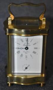 GORGEOUS L'EPEE GILDED CARRIAGE CLOCK ORIG BOX CARRYING CASE KEY HIDDEN BUTTON