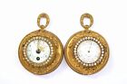 Antique French Cassio Gilt Bronze Ormolu Boudoir Wall Clock & Barometer Jewel