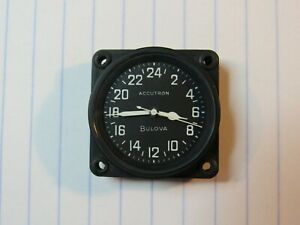 Bulova Accutron 214 TE-10 24 Hour Military Cockpit Panel Clock Service Restored