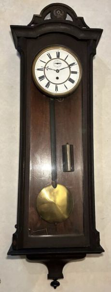 Early Unsigned Lenzkirch Single Weight Wall Clock Original Old Finish