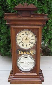 Antique Ithaca Index Double Dial Calendar Clock  for Lynch Brothers 1865