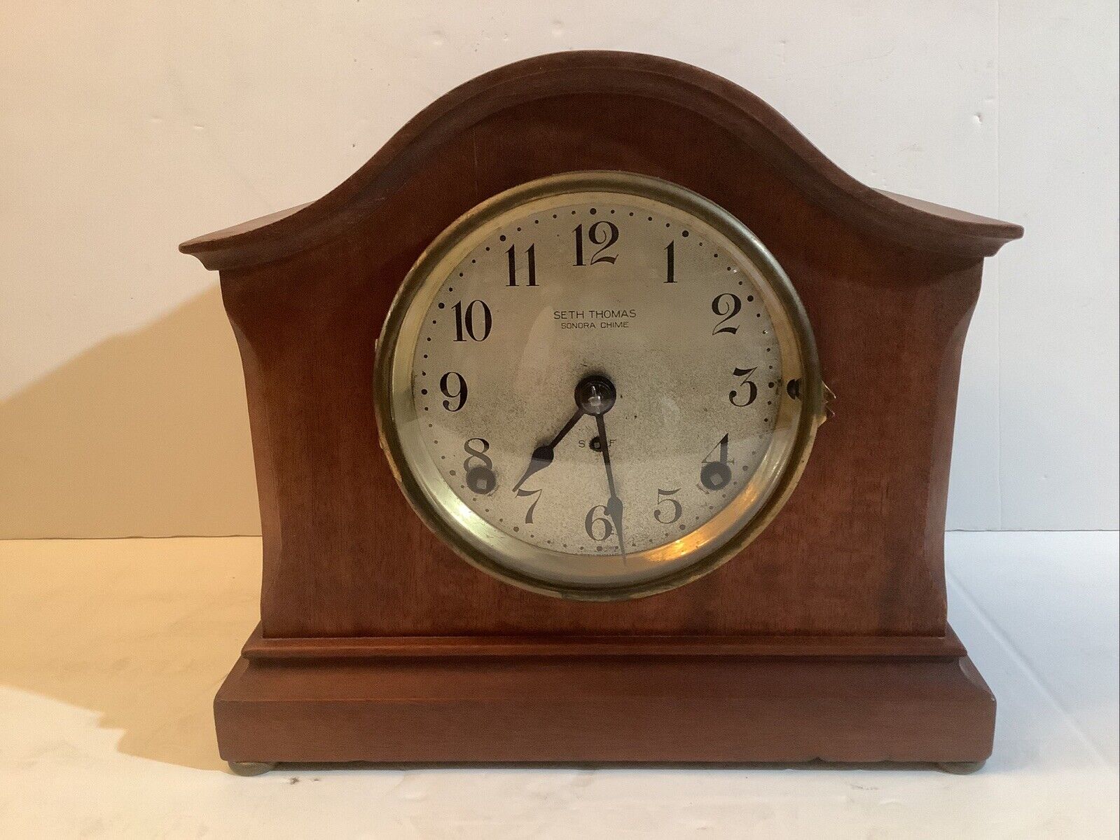 RARE ANTIGUE SETH THOMAS SONORA CHIME 8 BELLS MANTEL CLOCK. WORKS.