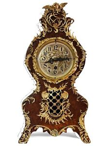 Scarce Gustav Becker Mantle Clock - Burl Wood & Applied Gilt Case - Ca. 1982