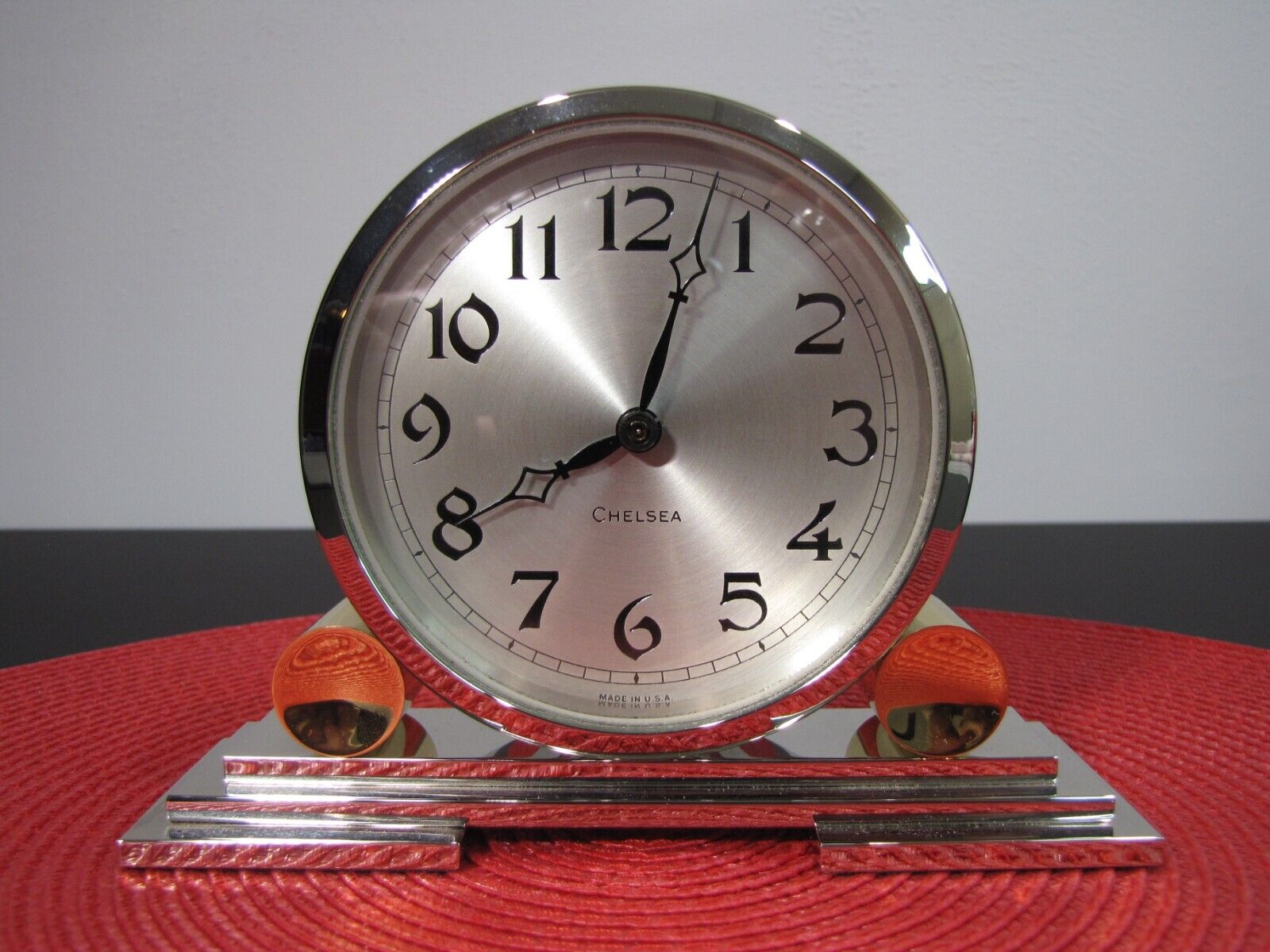 STUNNING CHELSEA "MAYFAIR'' CLOCK ART DECO DESK STYLE GERMAN QUARTZ - WORKS !