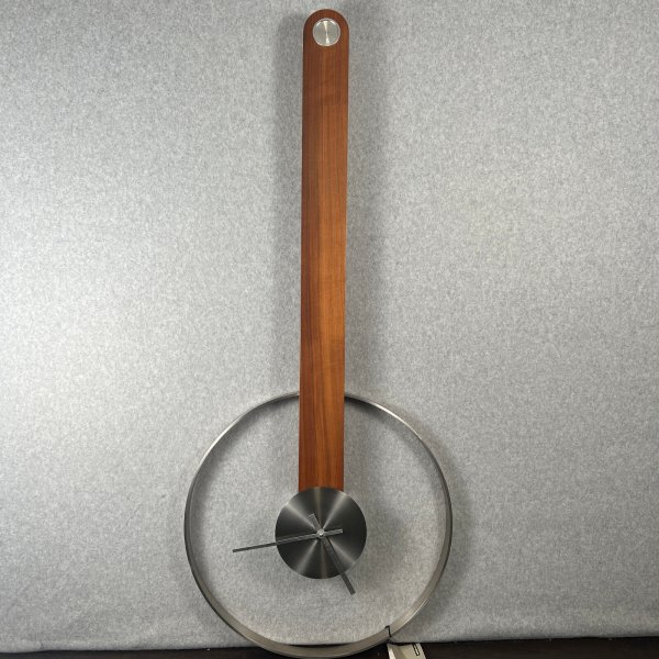 Roche Bobois Barcelona Wall Clock Walnut Handle Stainless Steel Face Vintage NWT