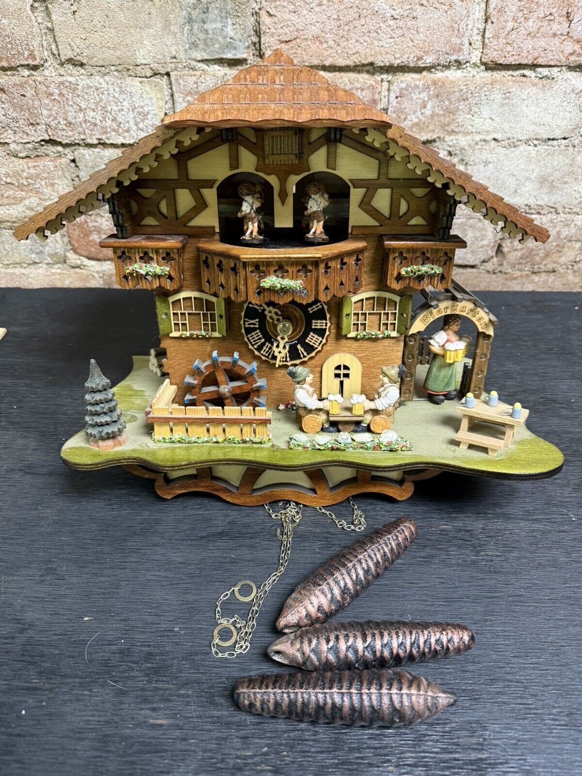 RARE  Cuckoo CLOCK GERMANY BLACK FOREST 1 DAY BIERGARTEN WOW