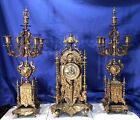 19th VINTAGE ANTIQUE TIFFANY & CO FRENCH SET FIGURAL GILT BRONZE,STRIKE CLOCK
