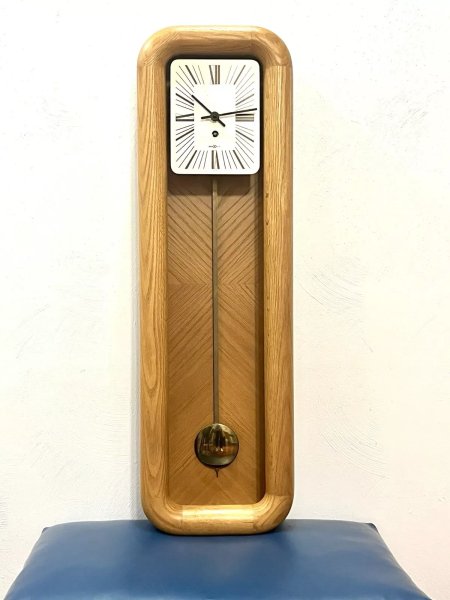 Mid Century Howard Miller Wall Clock By Arthur Umanoff Pendulum Oak w Key