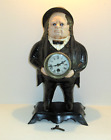 Antique English Gentleman John Bull Blinking Eye Mantle Clock Enameled Cast Iron