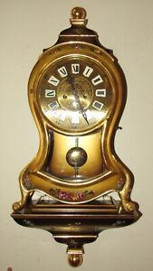 German Hoehler Genuine Neuchatel Hand-Painted Wall Clock 8-Day, Time/Bell Strike