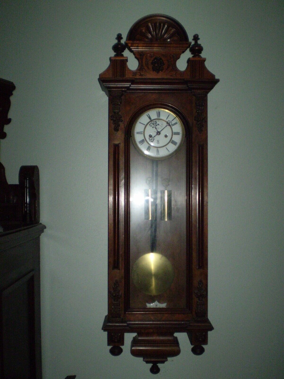 ANTIQUE GUSTAV BECKER 2 WEIGHT GERMAN REGULATOR 48" x 16.75" X 6.75" CLOCK RUNS