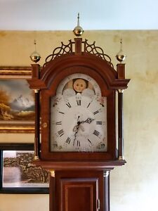 Simon Willard Reproduction Tall Case Mahogany 8-Day Grandfather Clock * WORKS *
