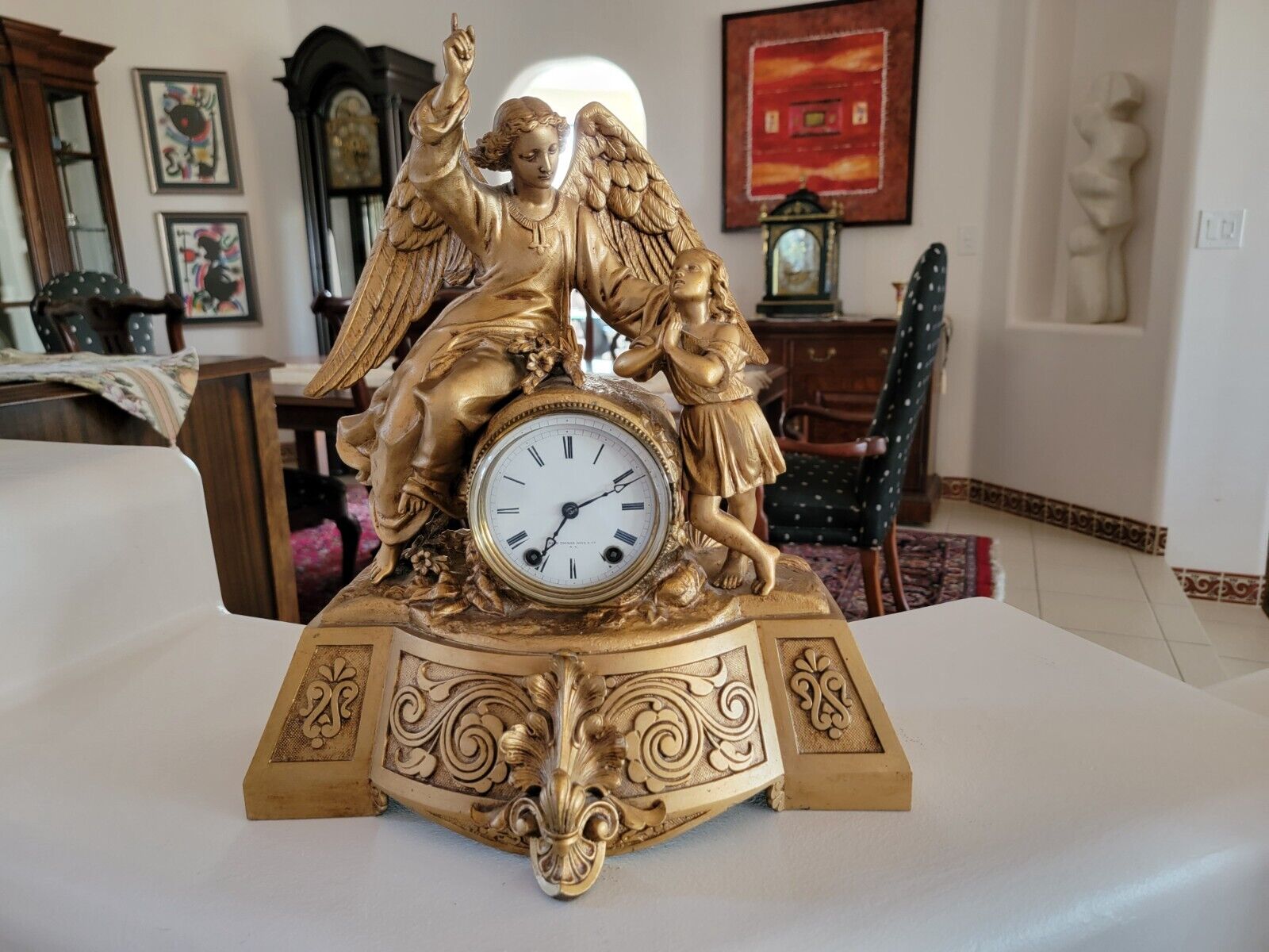 Seth Thomas Sons & Co Guardian Angel Mantel Clock