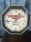 Vintage Neon Art Deco Wall Clock Harley Davison Face Plate - works great