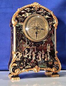 Vintage Antique French Chinoiserie Mantle Clock,Carved Bronze Dial
