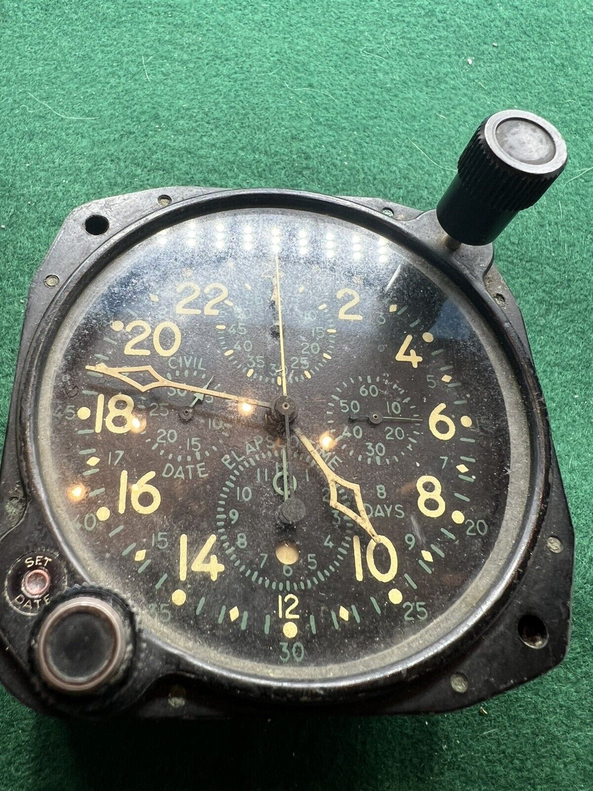ELGIN 37500 AN57141-1 MILITARY AIRCRAFT 5 DIAL 8 Day CLOCK WW11