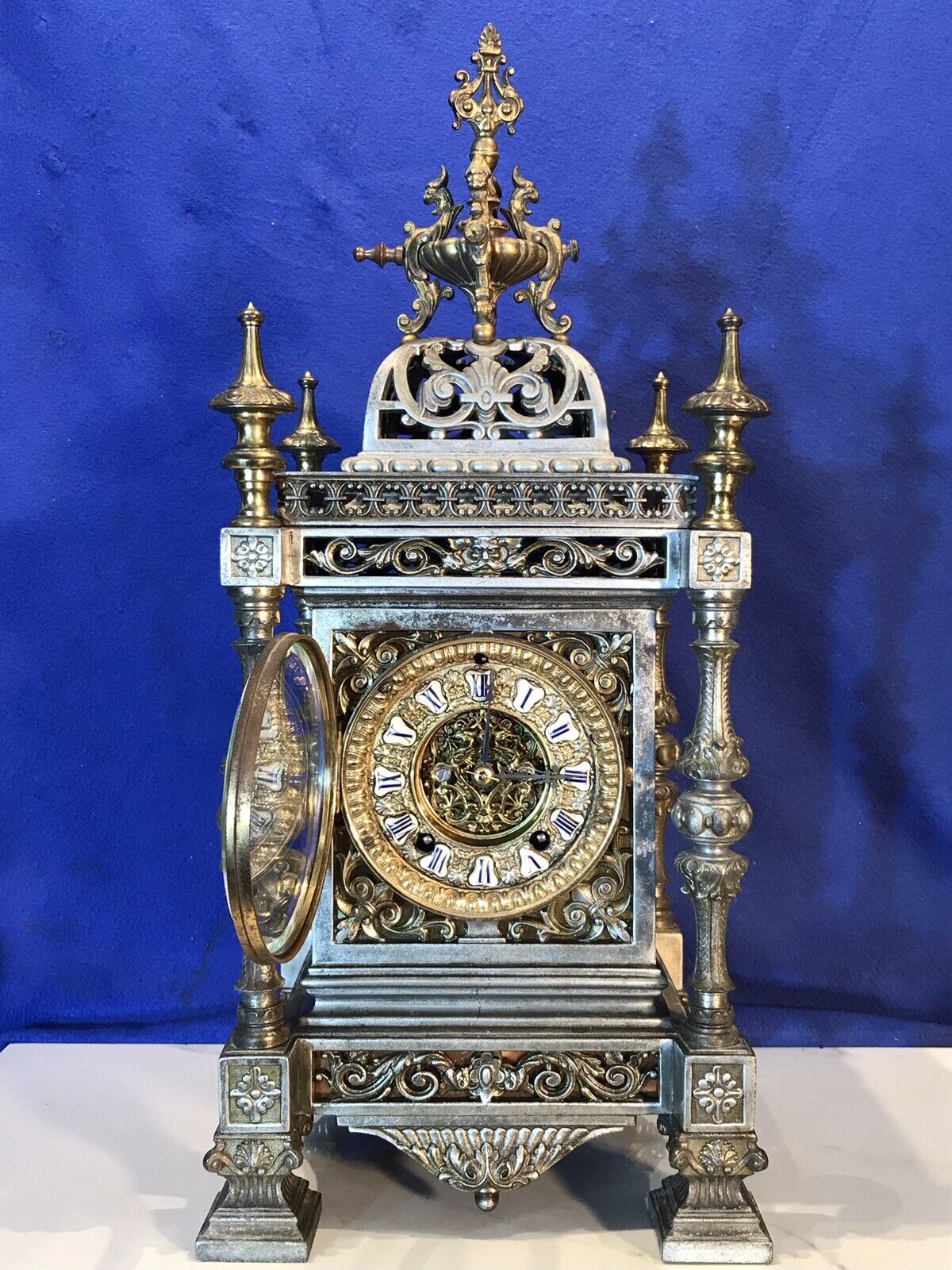 1882 ANTIQUE Regent ANSONIA STRIKES CLOCK,CARVED BRASS DIAL