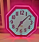 Rare Find 1930's Large Art Deco Octagon Neon  Wall Clock, Electric clock Co.