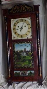 Silas Hoadley Upside Down Movement Clock, 30 Hour T&S, Original Glasses, Runs!