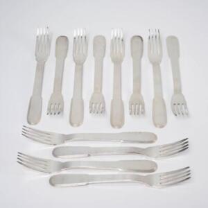 Christofle Laos Luc Lanel Art Deco Silverplate Dinner Forks 8.25" 12pcs