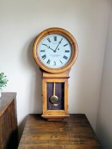Antique 1916 Chelsea No. 1 Weight Driven Oak Regulator Wall Clock