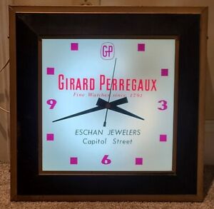 1950 GIRARD PERREGAUX Luxury Watches Bubble Glass Lighted Advertising Wall Clock