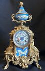 Antique S Marti & Cie French Medaille Bronze Mantel Clock Ormolu Blue Porcelain