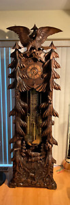 Vintage Hand Carved Grandfather Clock German Black Forest themed