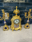 Antique Ansonia Sonia "VERSAILLES " Mantle Clock,  &  Candlesticks set 1901