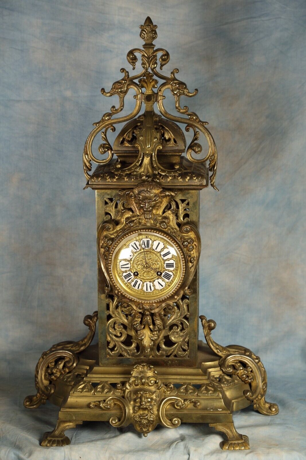 Antique Huge Heavy French Bronze Cathedral Clock 19th Century Japy Freres Works