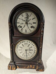 Antique 1868 Welch Spring and Co Calendar Mantle Clock ~ B.B Lewis Perpetual