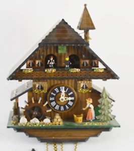 Large 8 Day Musical Reuge Fröhliche Wanderer Chalet Cuckoo Clock