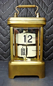 ? 1900's ANTIQUE ANSONIA PLATO JUMP HOUR DIGITAL FLIP MYSTERY BRASS DESK CLOCK