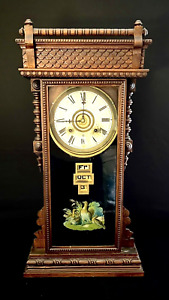 WILLIAM GILBERT "ORIENTAL" CALENDAR CLOCK~RUNNING AND STRIKING~ ORIGINAL FINISH
