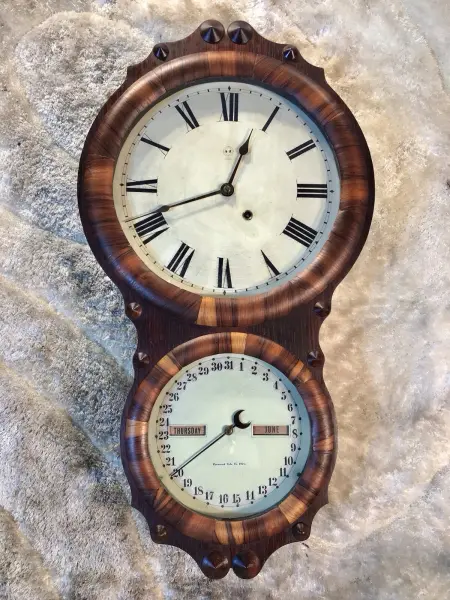 1876 Vintage Antique Seth Thomas Double Dial ,Calendar Clock